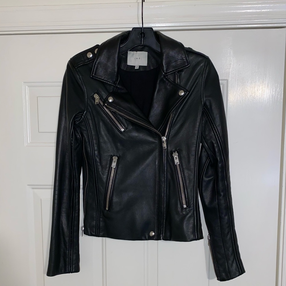 IRO Tara Black Leather Jacket Size 34